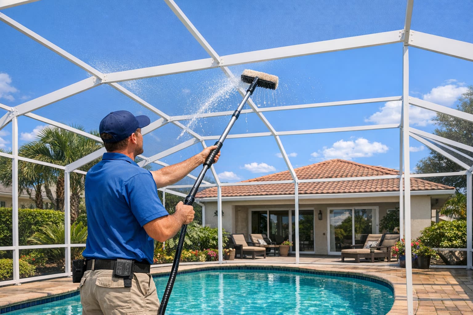 Pool screen enclosure cleaning service in Winter Park Florida