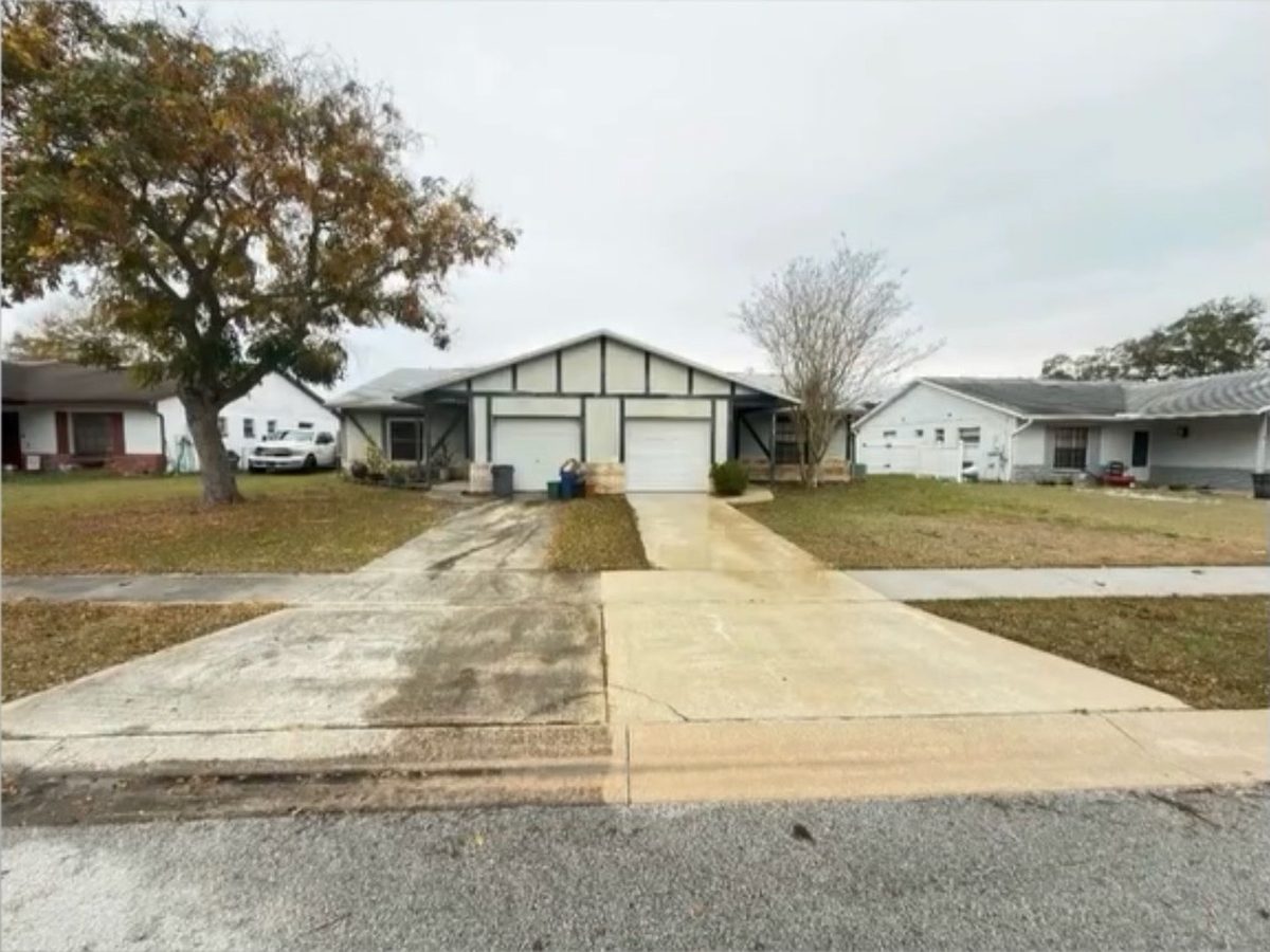 Dirty concrete driveway before ProShine Squad cleaning