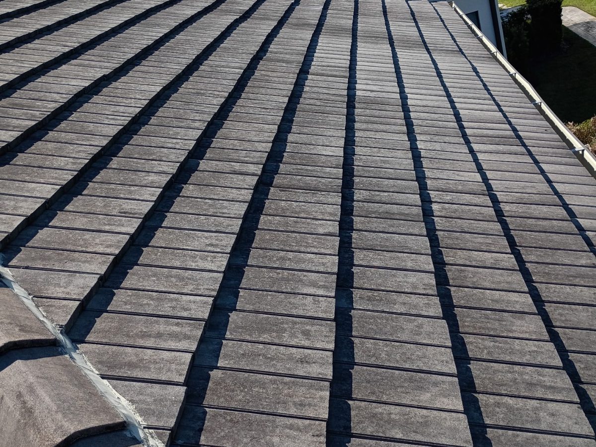 Clean dark tile roof after ProShine Squad roof cleaning